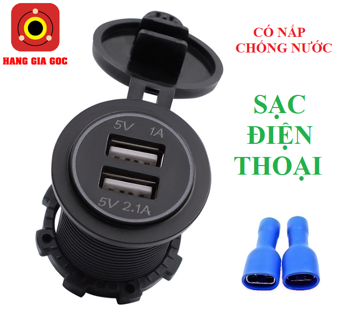 Bộ sạc điện thoại trên xe máy ô tô có bình ắc quy từ 12V - 24V