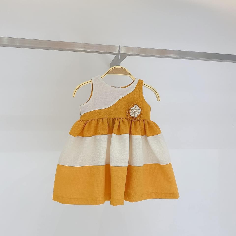 Váy bé gái- Váy thiết kế sát nách nơ ngực 8-32kg