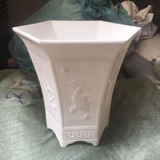 Chậu Nhựa Lục Giác Trồng Cây In Hoa Văn Siêu Đẹp