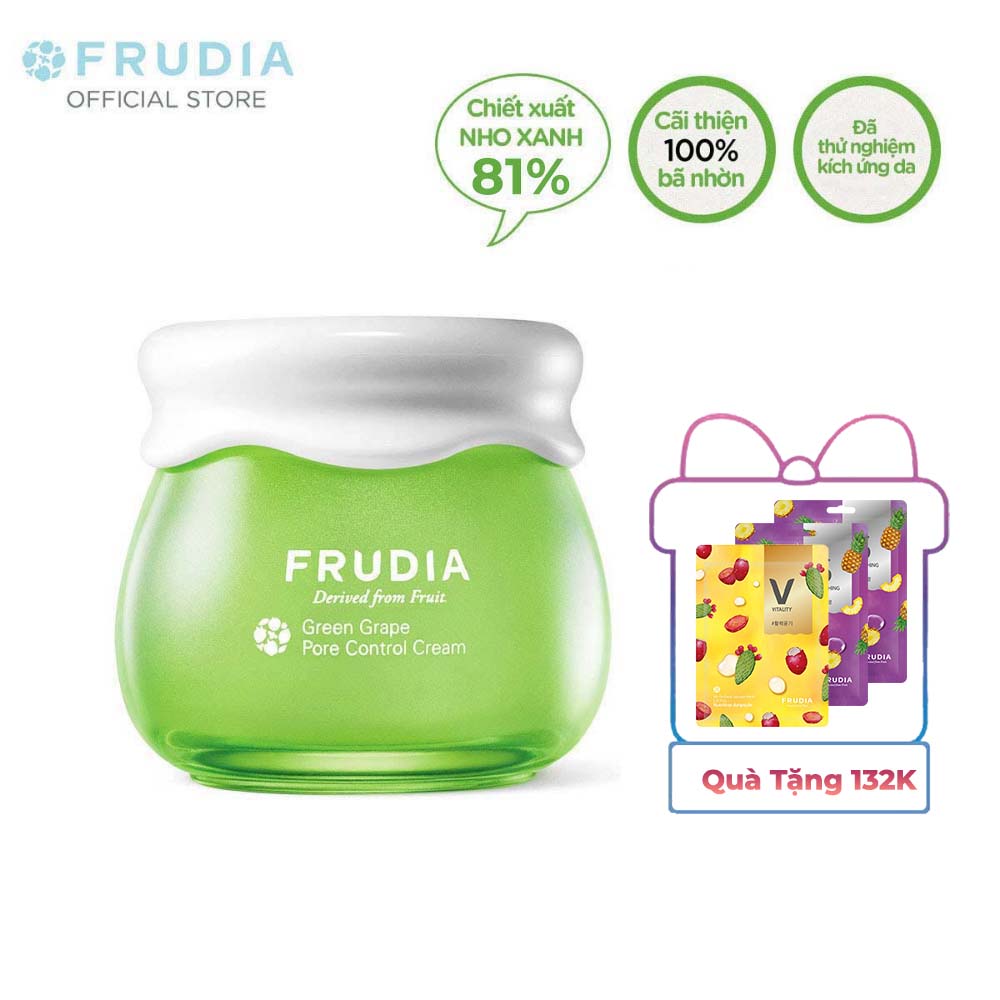 [Tặng 132K]Kem Dưỡng Ẩm Se Khít Lỗ Chân Lông Chiết Xuất Nho Xanh Frudia Green Grape Pore Control Cream 55g
