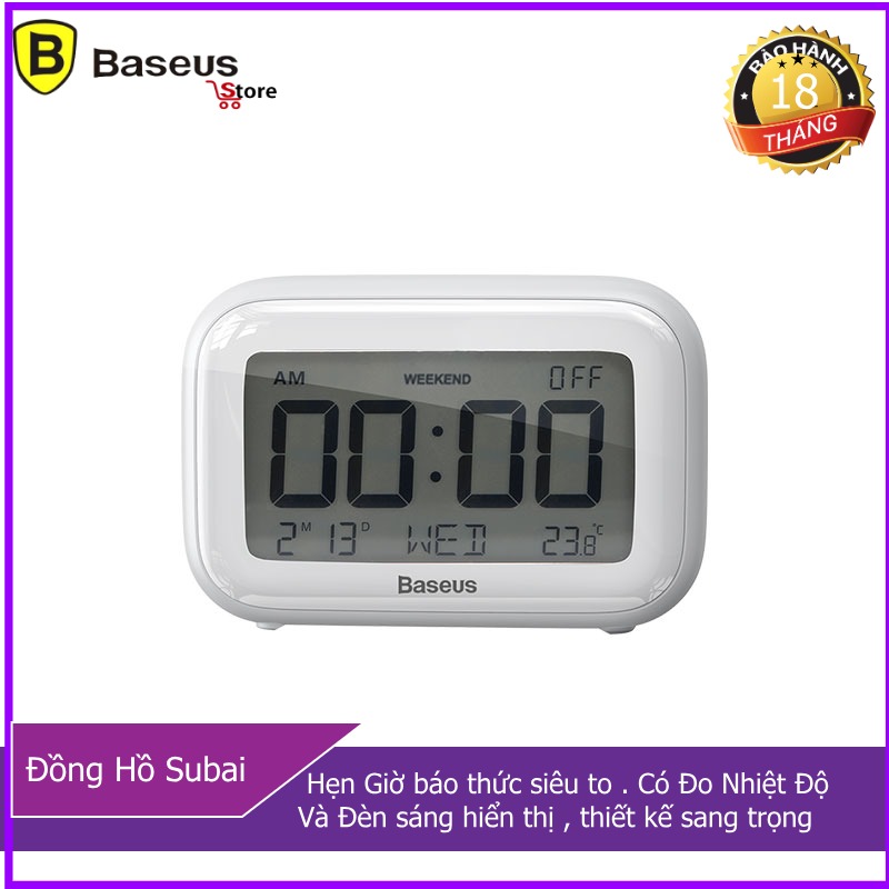 Đồng hồ để bàn Baseus Subai Báo Thức , Đo nhiệt Độ , Ngày Tháng (Baseus ACLK-B02) phân phối bởi Baseus Store