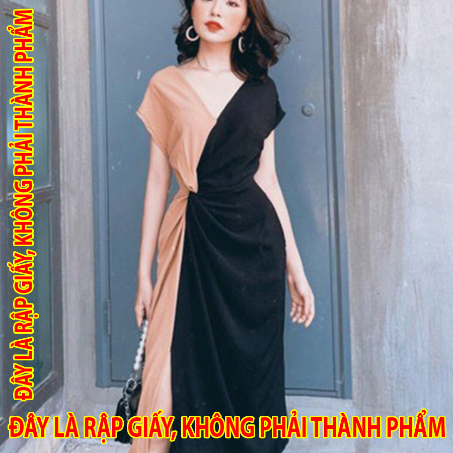 Rập giấy dc024 - đầm xoắn eo lệch