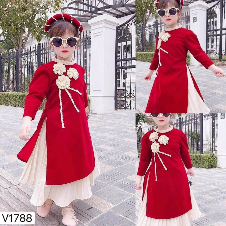 SET áo dài tết, áo dài cách tân cho bé gái xinh xắn, dễ thương