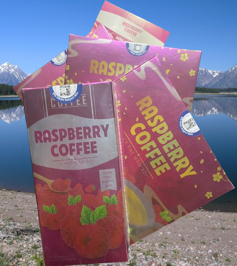 {Mua 3 hộp lớn tặng 1h nhỏ 7 gói] cafe giảm cân Mâm Xôi Raspberry Coffee - Hộp 15 gói - Cam kết chính hãng- tem check qr code