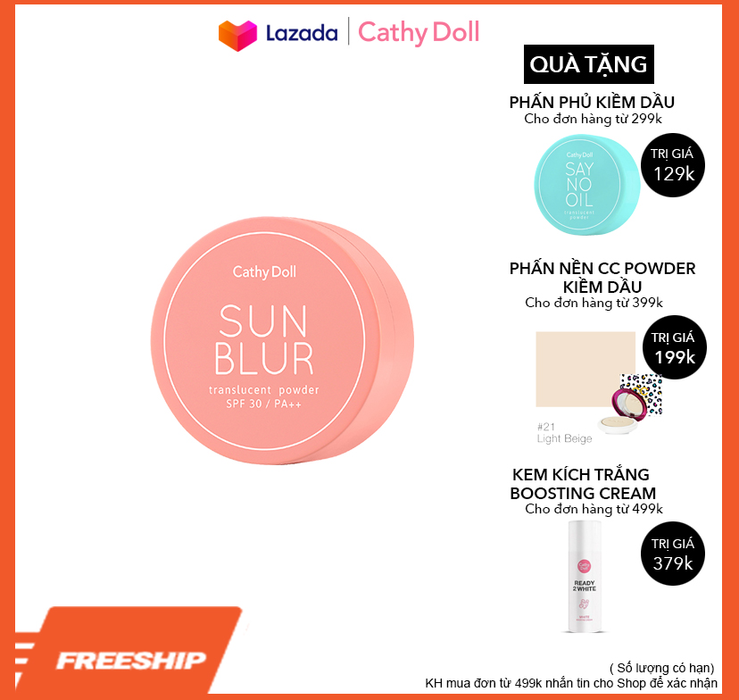 Phấn phủ trong suốt chống nắng Cathy Doll Sun Blur Translucent Powder SPF30 PA+++ 4.5g