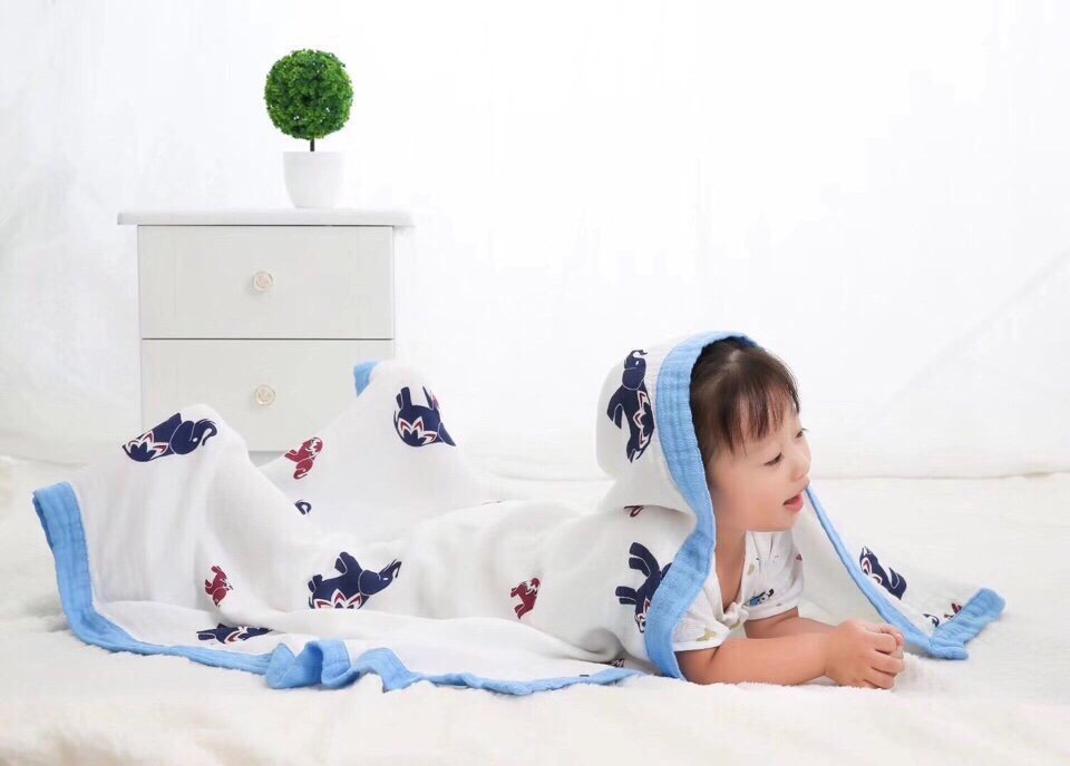 Chăn aden sợi tre 4 lớp bo viền 1m1*1m3