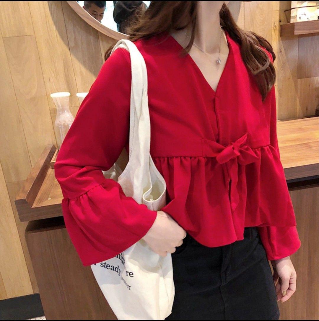 Áo babydoll tay loe cột nơ ngực 11311