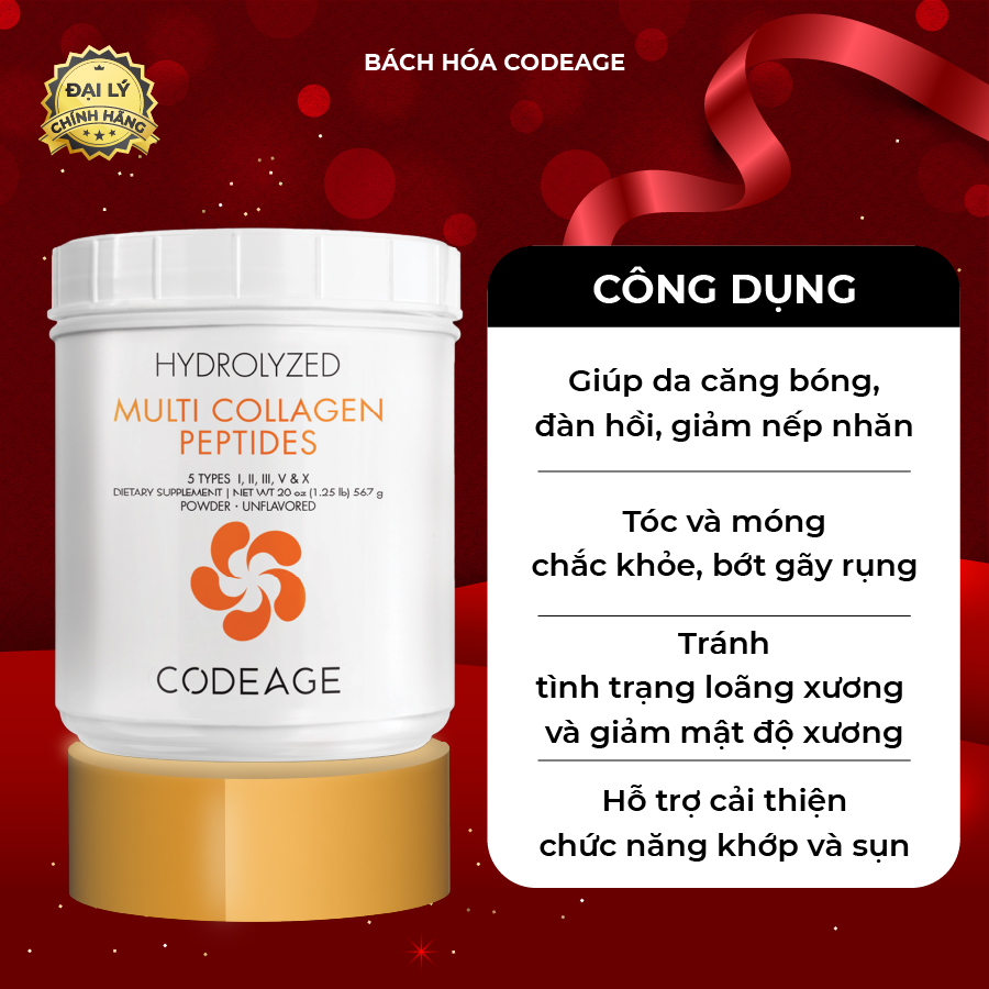 Chính hãng - codeage multi collagen peptides bột collagen thủy phân