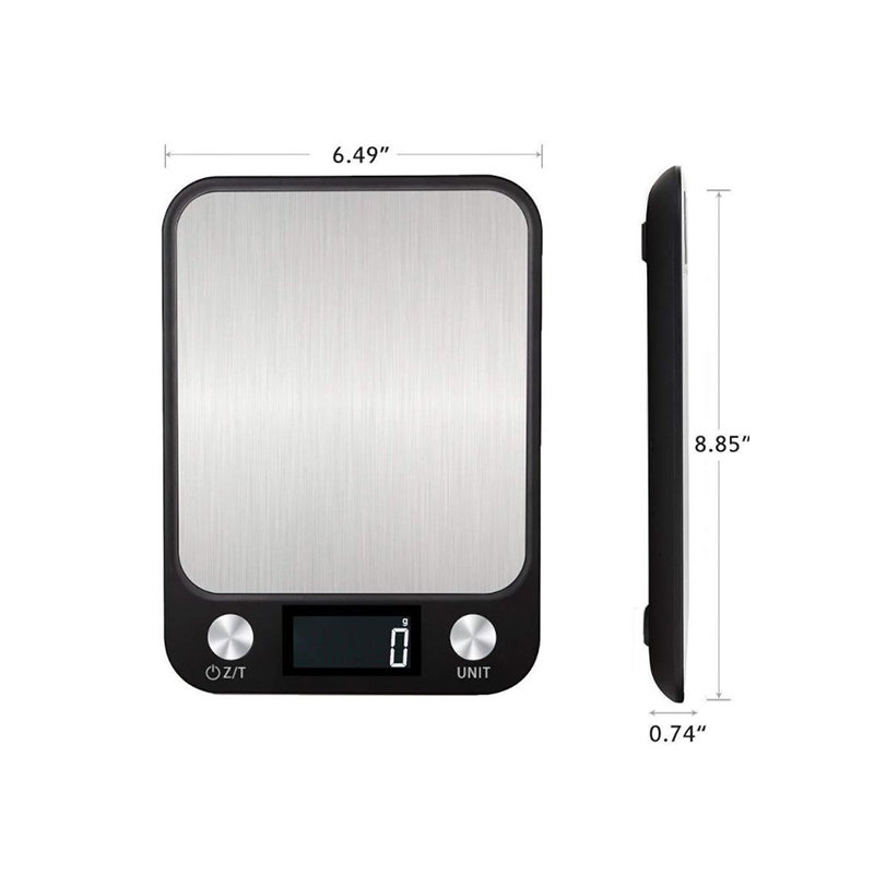 Cân 10kg/5kg màn hình LCD chống nước nhà bếp cân điện tử màu đen thép không gỉ - FANTASI