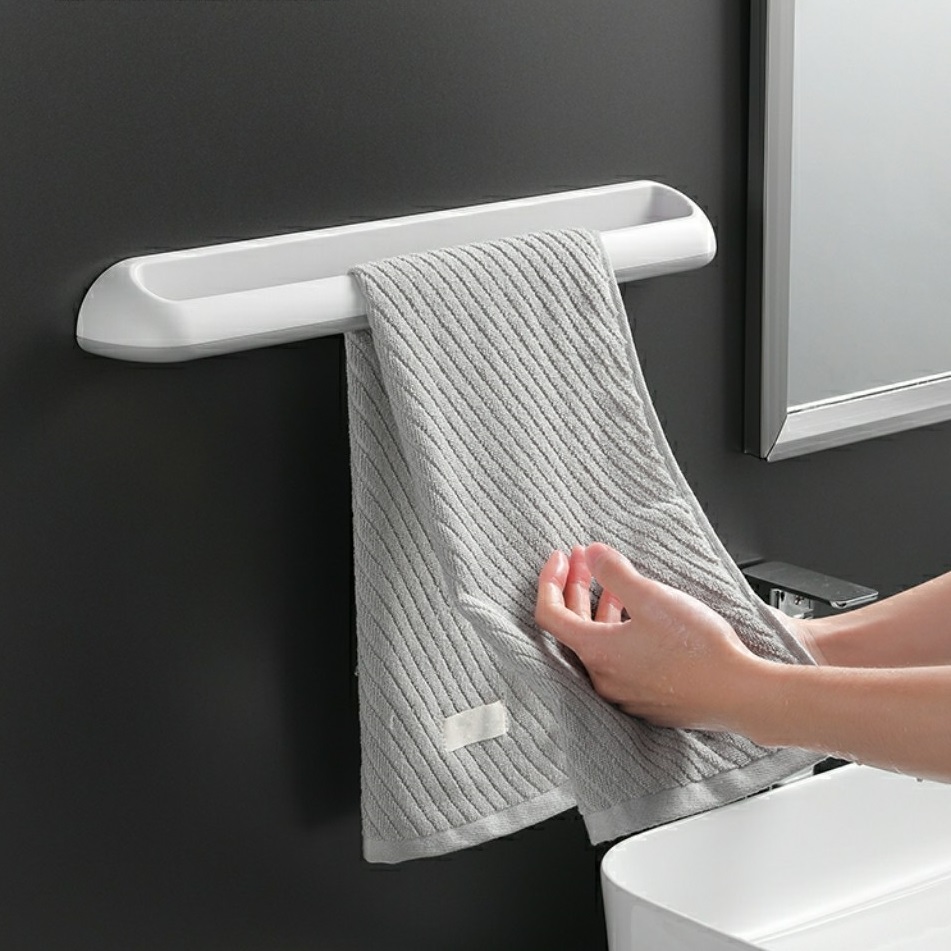 Kệ treo khăn nhà tắm OENON, Giá treo dép trong nhà tắm dán tường gạch men chất liệu nhựa ABS cao cấp - Kích thước 48cm
