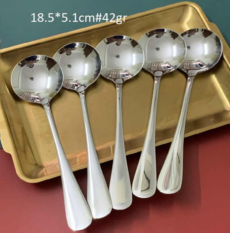 sét 5 Chiếc Thìa Inox MiệngTròn, Muỗng ăn Cơm,Cháo ,Phở...Loại Inox Dày Bóng Sáng 3 cỡ