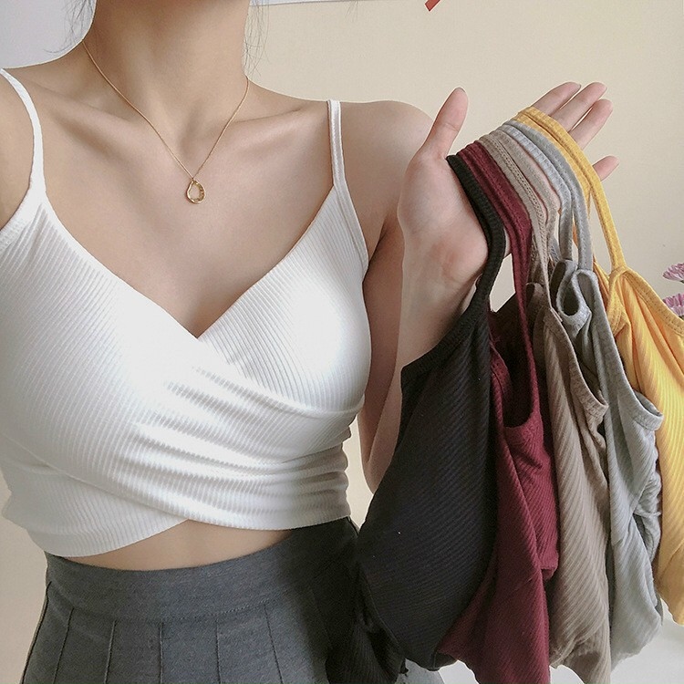 Áo croptop dáng ôm 2 dây đan chéo Áo lót 2 dây chéo ôm sát sành điệu
