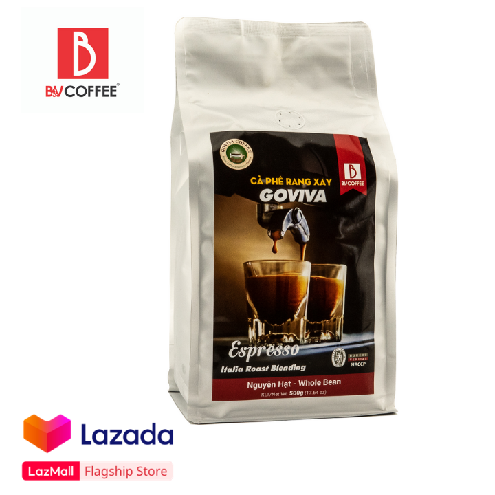 Cà phê rang xay nguyên hạt phong cách Italian - B&V COFFEE - Túi nhôm cao cấp 500g - Dùng pha bằng máy cafe