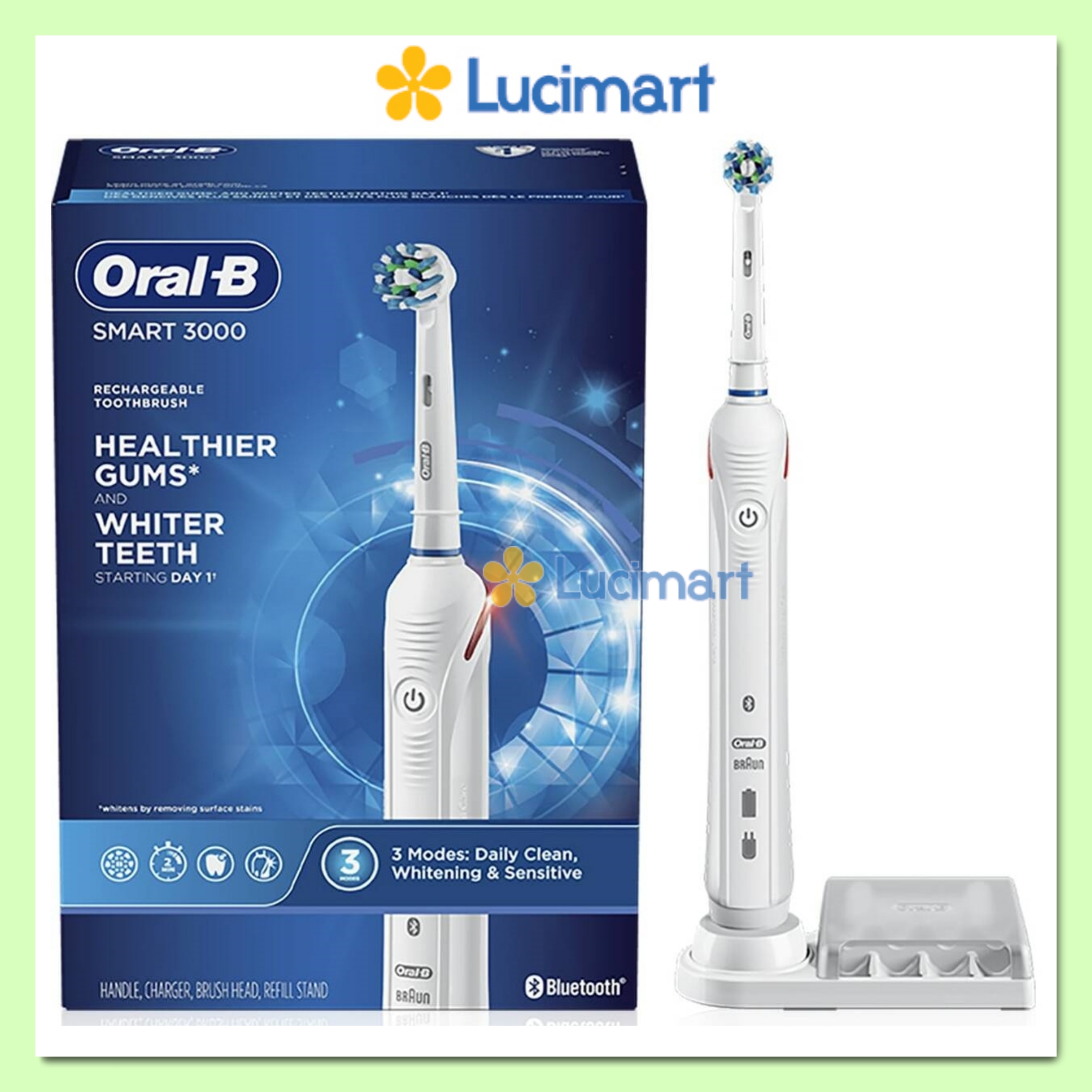 [HCM]Bàn chải điện Oral-B Pro 3000 kết nối bluetooth Electronic Power Rechargeable Battery Electric Toothbrush with Bluetooth Connectivity [Hàng Đức]