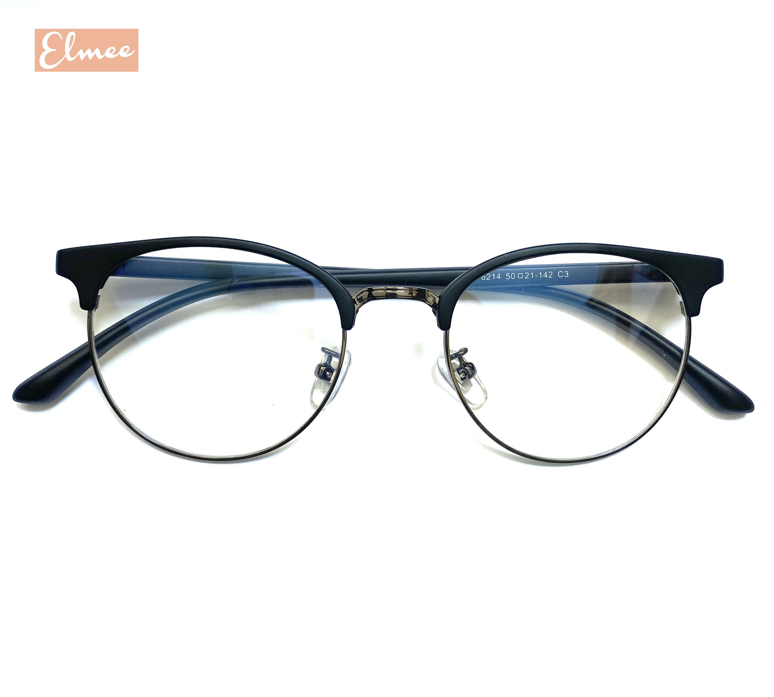 Gọng kính cận nửa viền nam nữ dáng tròn Elmee 2125 sang chảnh, HOT TREND