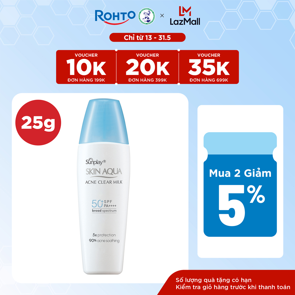 Kem chống nắng Skin Aqua cho da mụn, dạng sữa dùng hàng ngày Sunplay Skin Aqua Acne Clear Eco Việt N