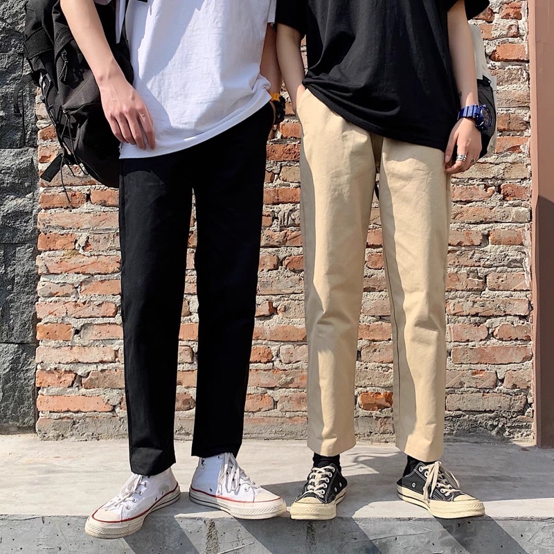 Quần kaki baggy nam nữ kaki ống suông unisex - quần ống suông xắn gấu 2022 hot