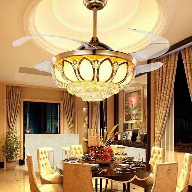 Quạt đèn trang trí, quạt trần trang trí, quạt cánh sen, quạt giấu cánh