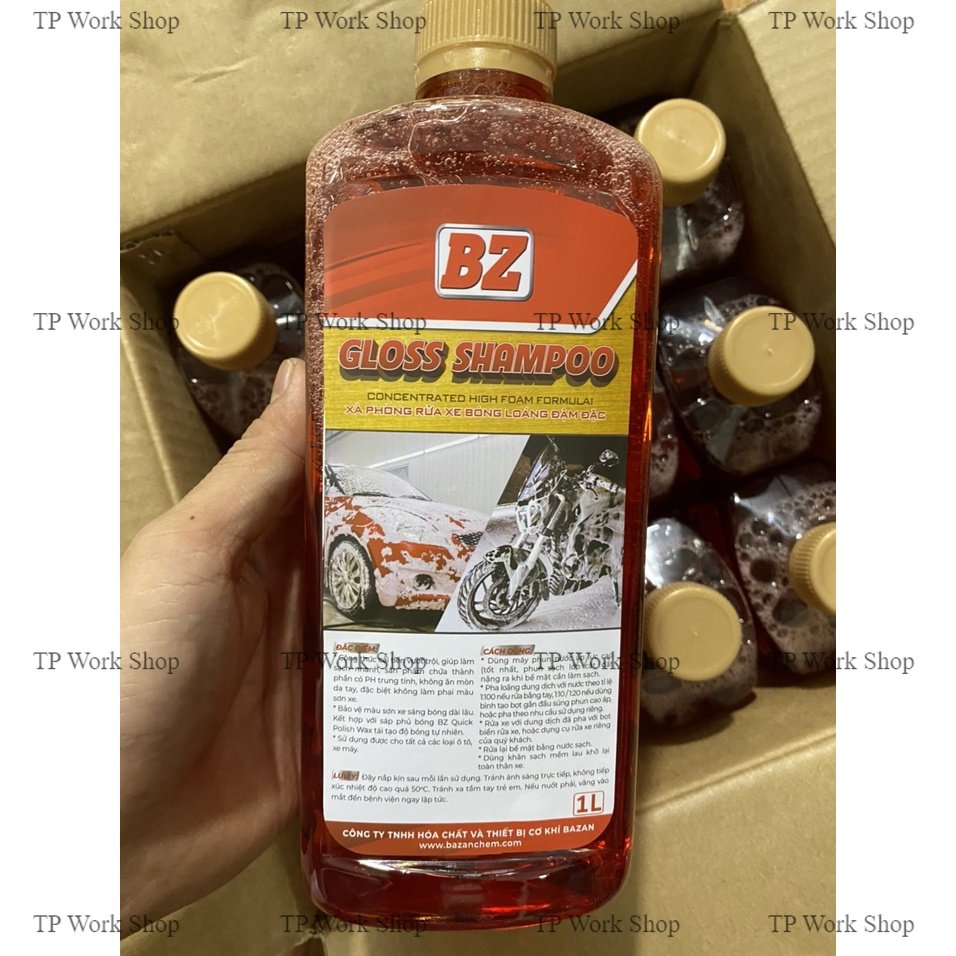 Xà bông bz nước rửa xe bz gloss shampoo 1l siêu bọt