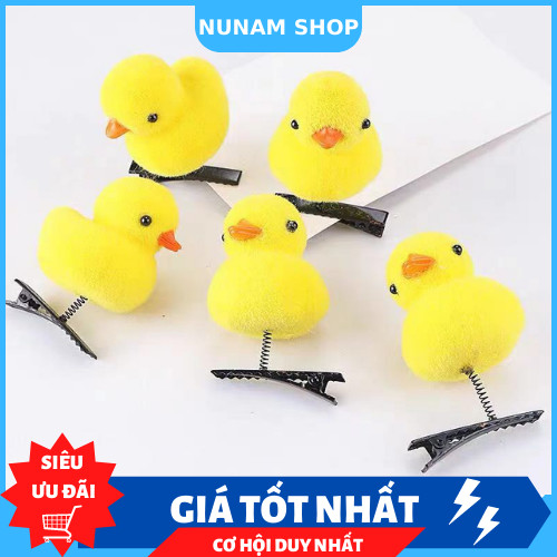 Kẹp tóc lò xo vịt vàng hoặc trái tim đáng yêu xinh xắn Nunam Shop