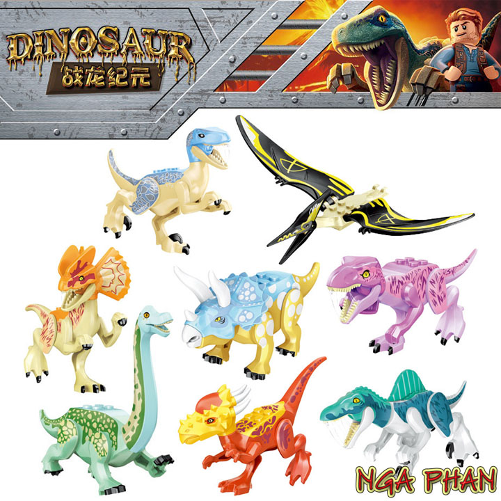 Bộ khủng long 8 loài đồ chơi xếp hình lắp ráp lego yg
