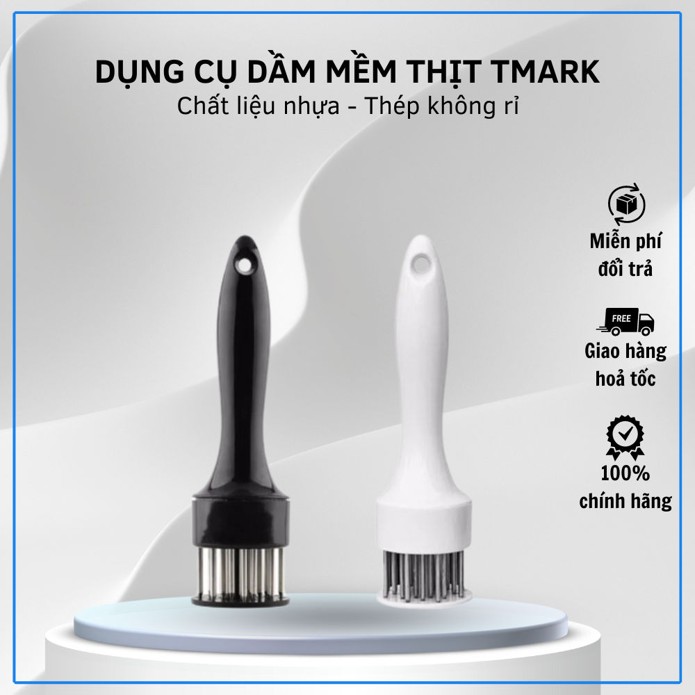 Dụng cụ dầm mềm thịt Tmark, chất liệu nhựa và thép không gỉ - đen/trắng