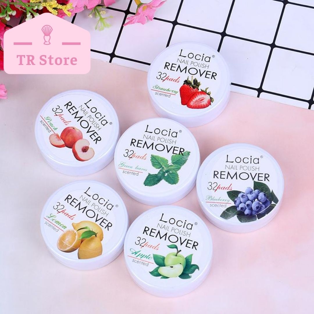 Khăn tẩy móng dưỡng móng 32 tờ Locia giúp tẩy sơn móng tay không acetone, dưỡng móng và vùng da quanh móng