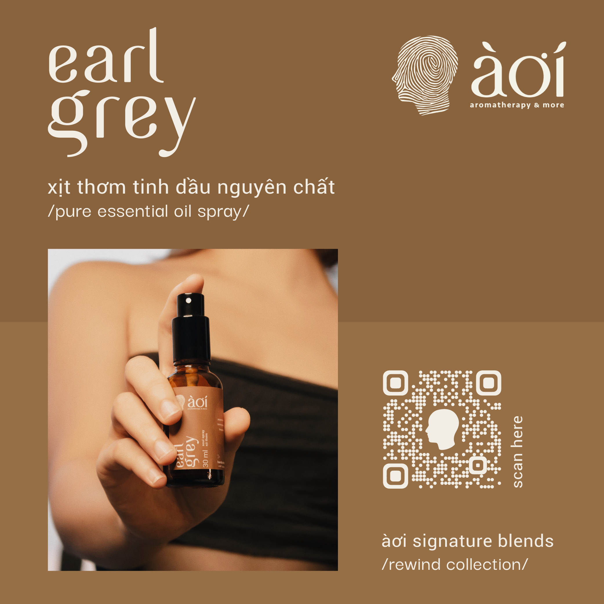 Xịt thơm tinh dầu thiên nhiên earl grey | soul spray pure essential oil by àơi | àơi signature blend - earl grey in /rewind/ collection