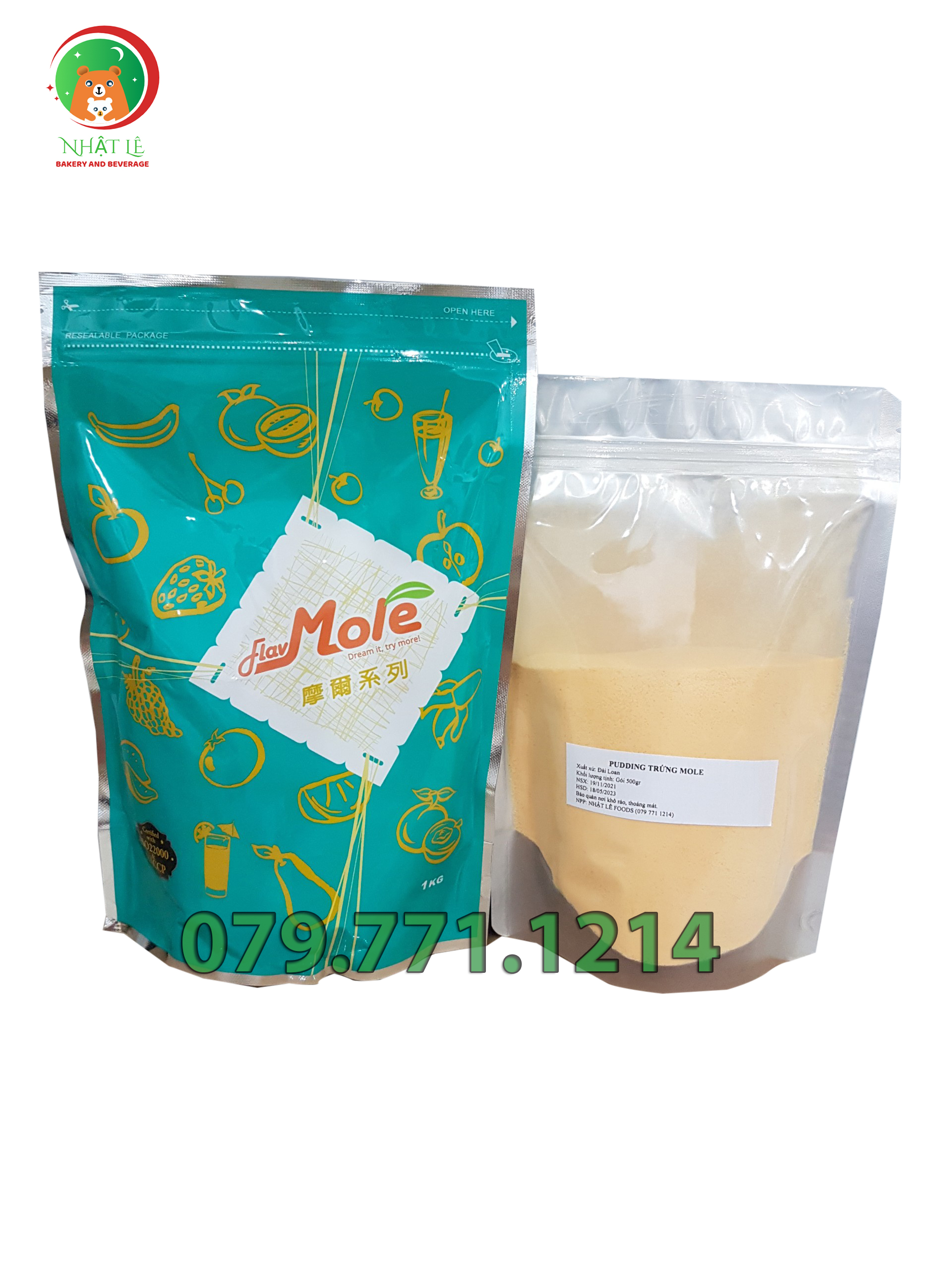 Bột pudding trứng hiệu mole đài loan chiết lẻ gói 500gr / 200gr / 100gr