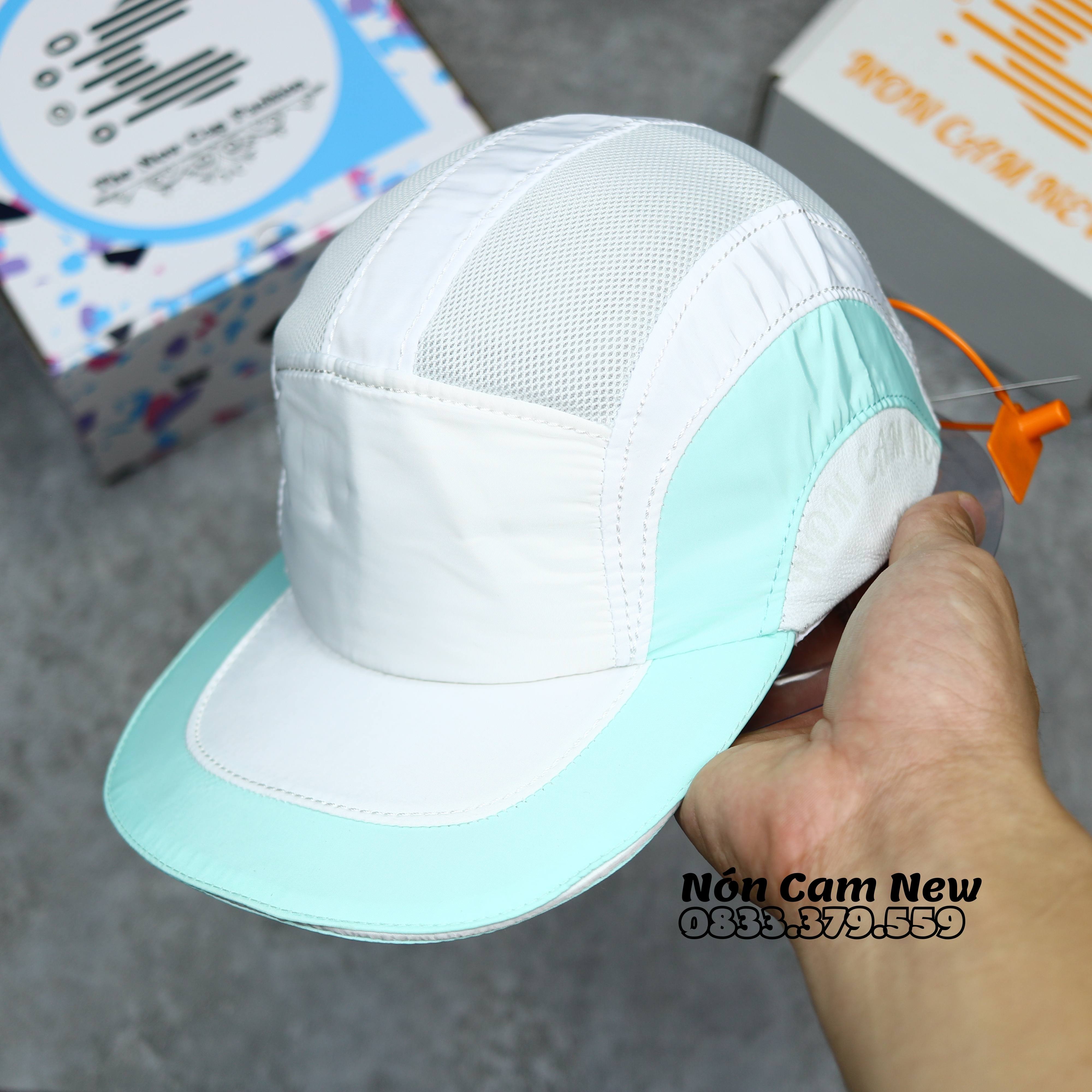 [CHÍNH HÃNG] Mũ NÓN CAM Mũ Lưỡi Trai Nón Kết Dù Phối Lưới Viền U Màu Trắng Xanh Ngọc Đội Siêu Êm