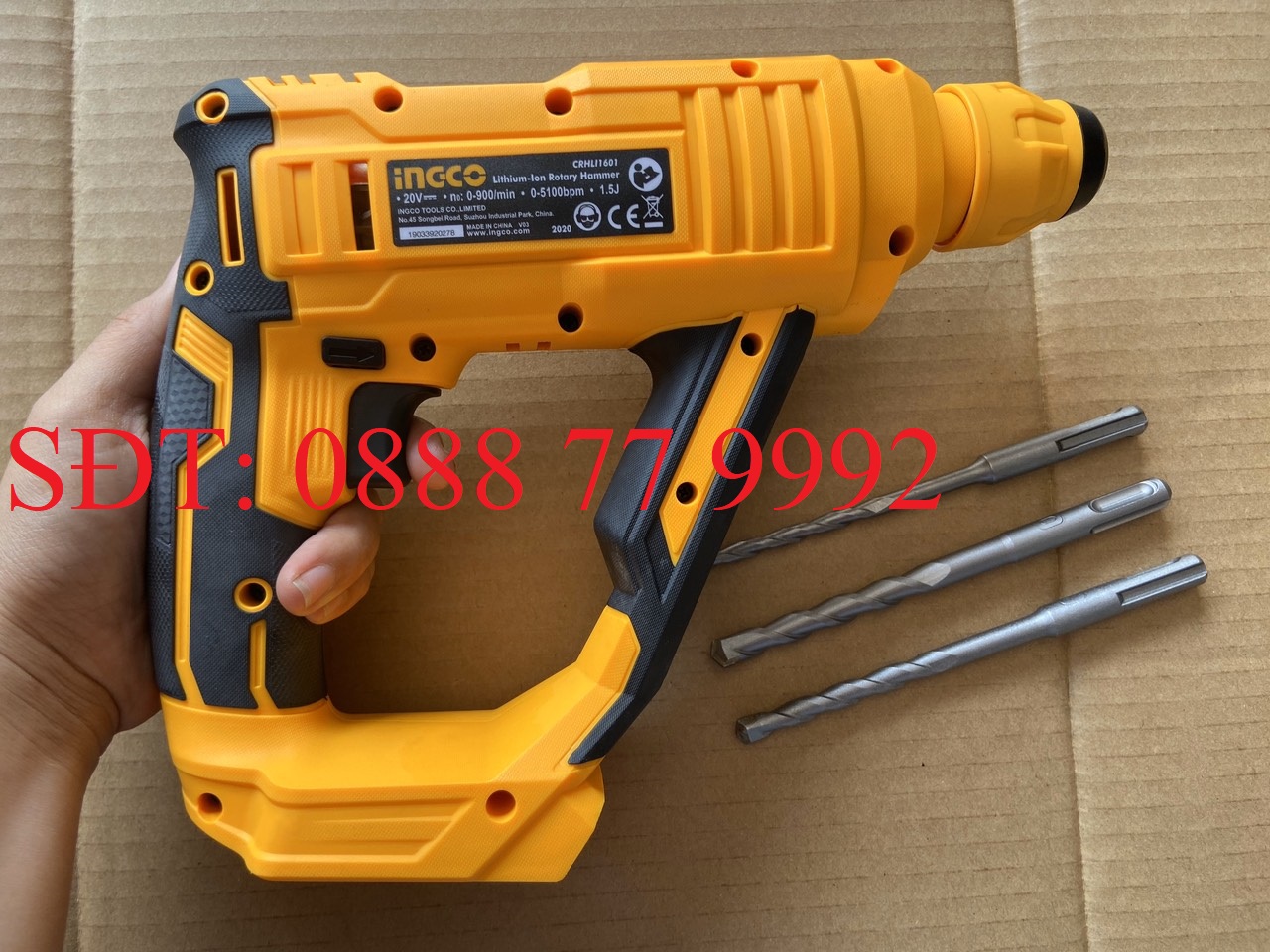 Máy khoan bê tông dùng pin 20v i ingco crhli1601