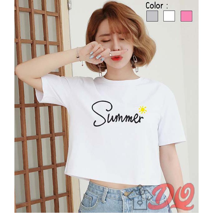 [HCM]Áo Thun Croptop Nữ Đẹp SUMMER Cá Tính CR07 (Ảnh thật)