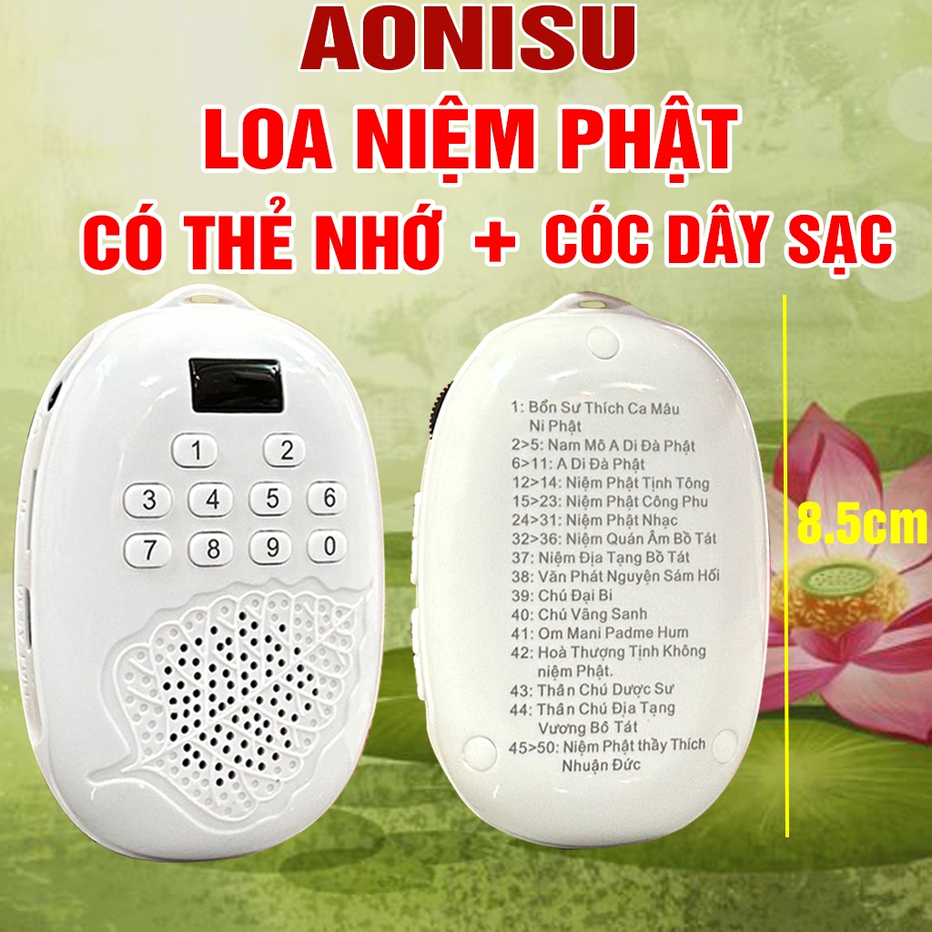 Máy gồm 51 bài niệm phật lá bồ đề mini đeo + có thẻ nhớ 8gb 700 bài giảng kinh pháp thoại niệm phật- an nhiên st