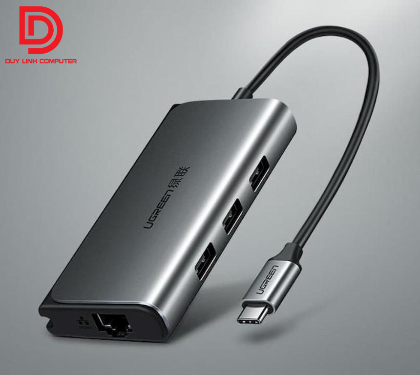 Cáp usb type c to lan, usb 3.0 hỗ trợ sạc usb c ugreen 50252 chính hãng