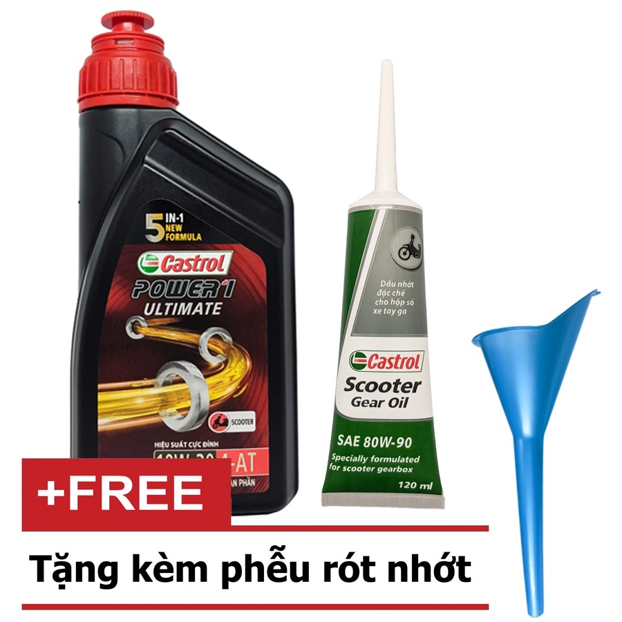 Phụ kiện xe máy✥₪✆ combo tay ga castrol power-1 ultimate 10w30 800ml nhớt lap castrol