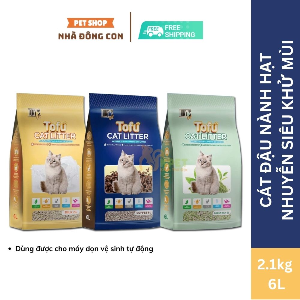 Cát đậu nành tony's cat - natural tofu clumping cat litter 6l siêu khử mùi
