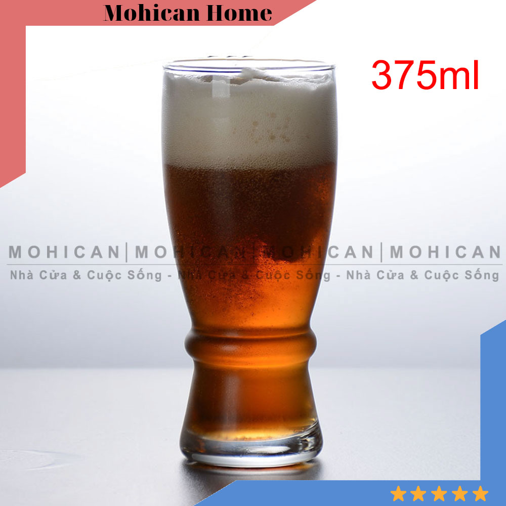 Ly thủy tinh Ocean Hansa Long Drink loe eo ngấn 375ml, cốc thủy tinh đẹp dầy pha sinh tố, trà sữa, bia OCEG-B07713