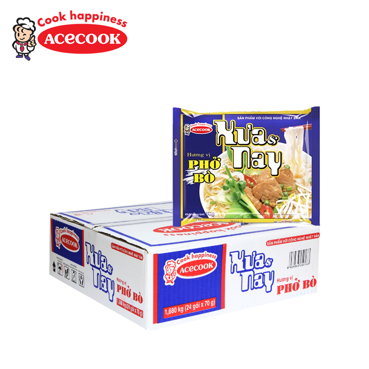 Thùng 24 gói phở bò ăn liền xưa và nay acecook