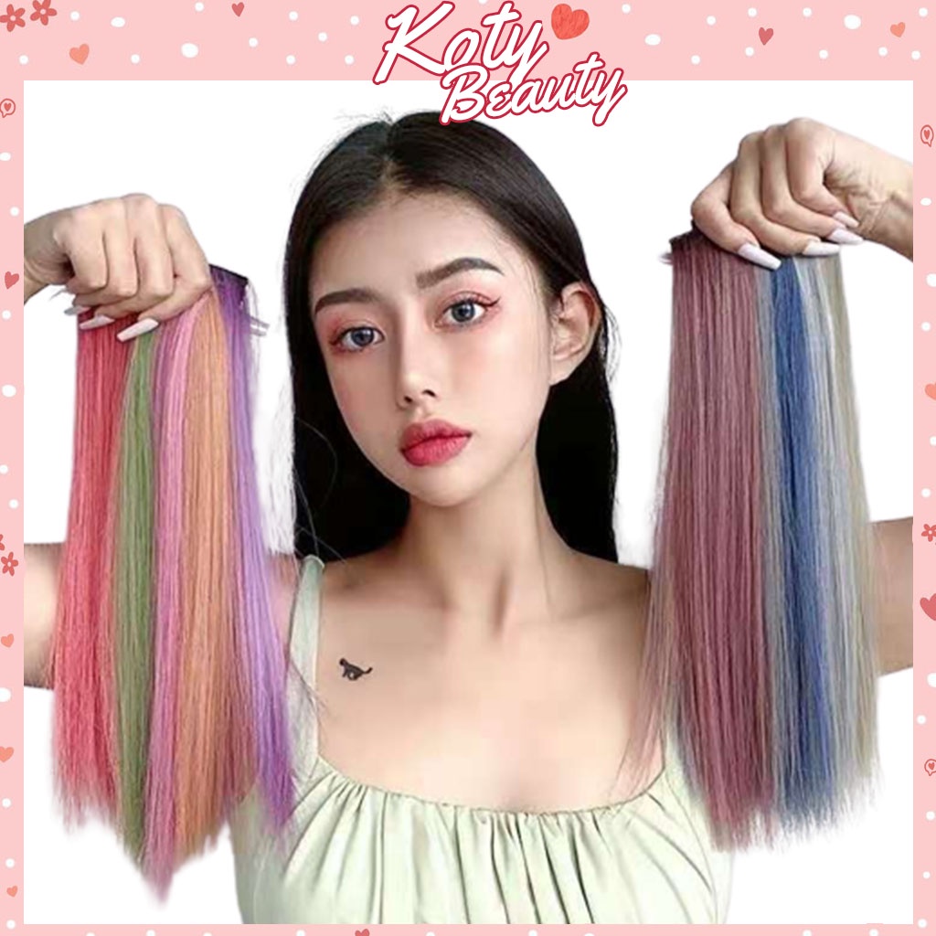 Tóc giả đẹp tóc kẹp dài thẳng light 55cm lọn nhiều màu phong cách Hàn Quốc Koty TG1