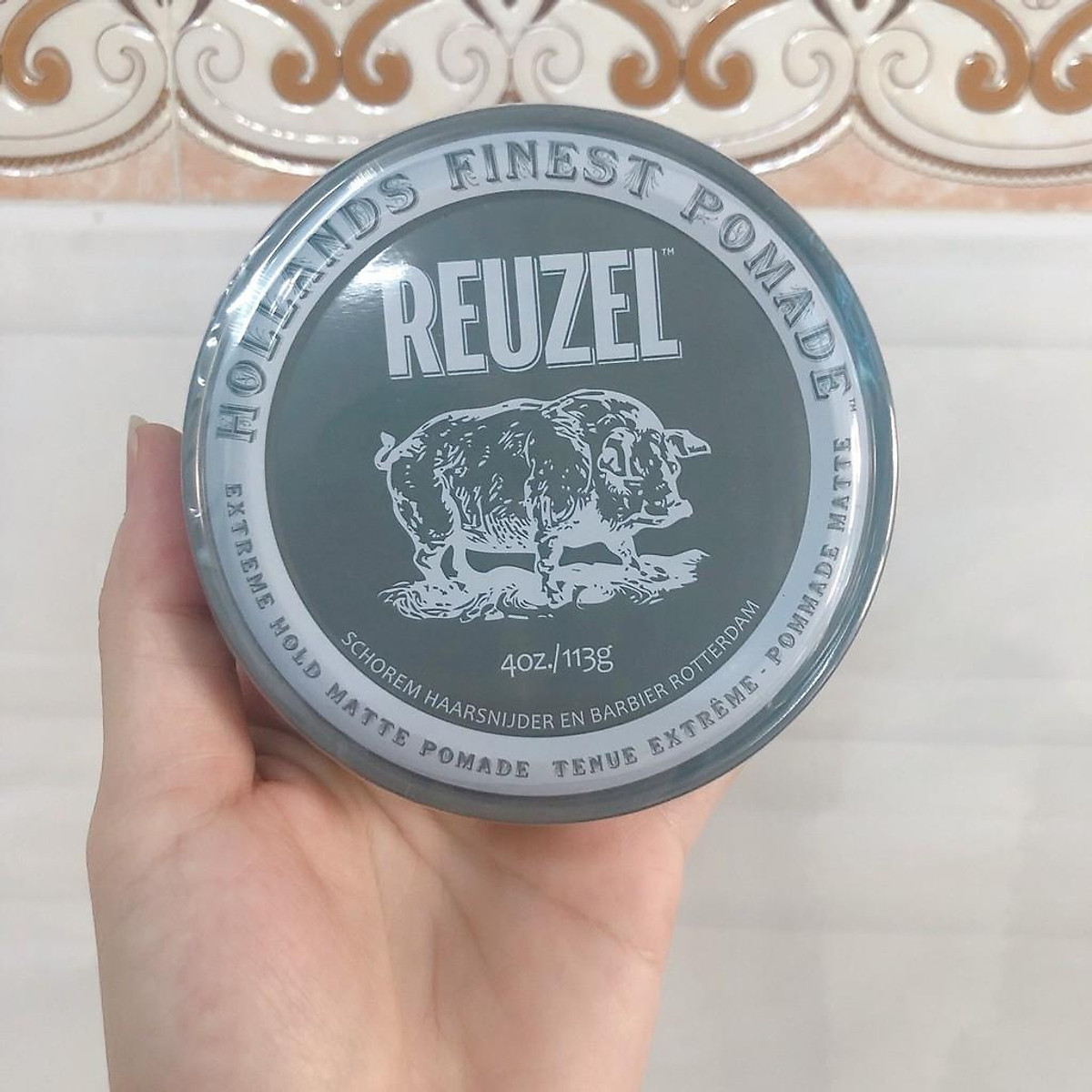 Sáp tạo kiểu tóc Reuzel Extreme Hold Matte Pomade Xám giữ nếp siêu cứng 35g