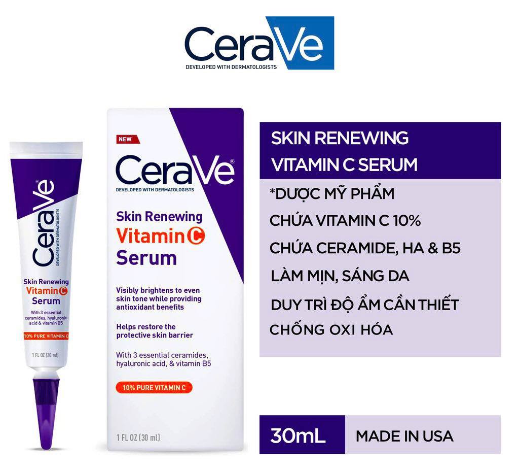 Serum Cerave Skin Renewing Vitamin C 10% Pure mờ thâm 30ml