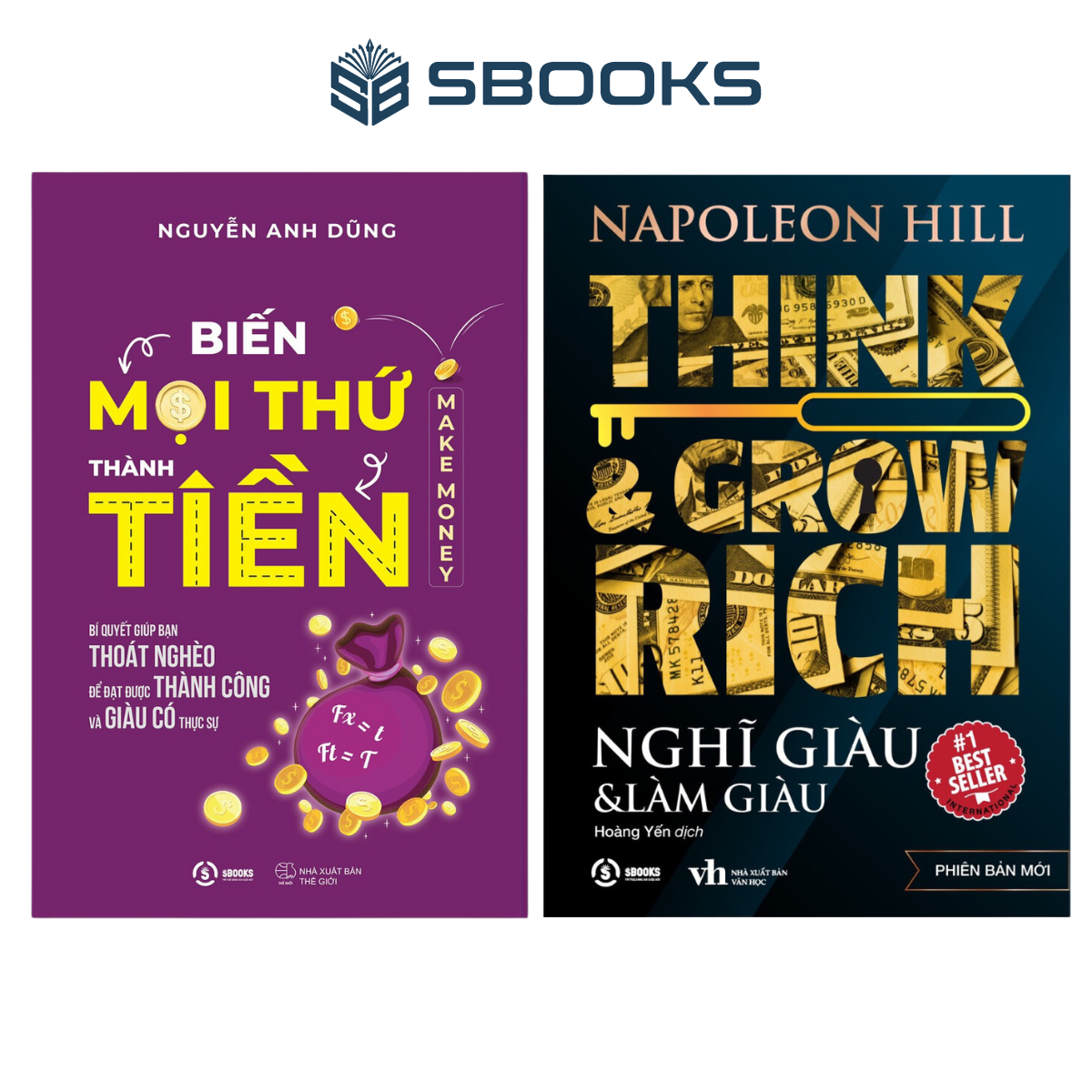 Sách combo 2 cuốn biến mọi thứ thành tiền + nghĩ giàu làm giàu - sbooks