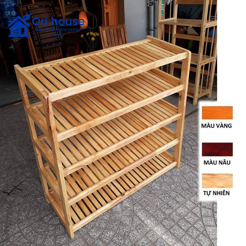 Kệ để giày dép gỗ 5 tầng ngang 80cm Kệ Đa Năng Kệ Lắp Ráp  - Ori House