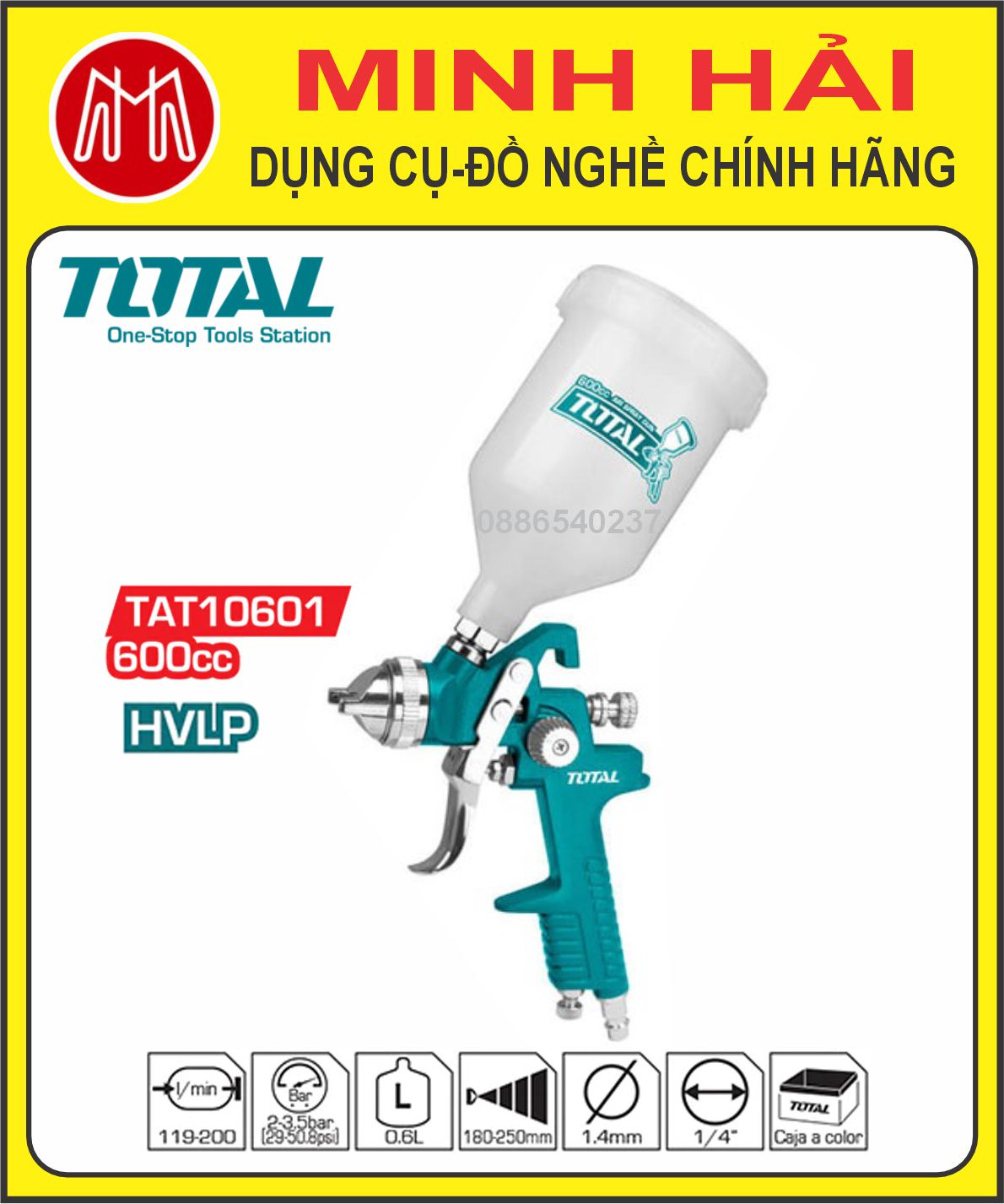 Máy phun sơn TOTAL TAT10601 600cc HVLP