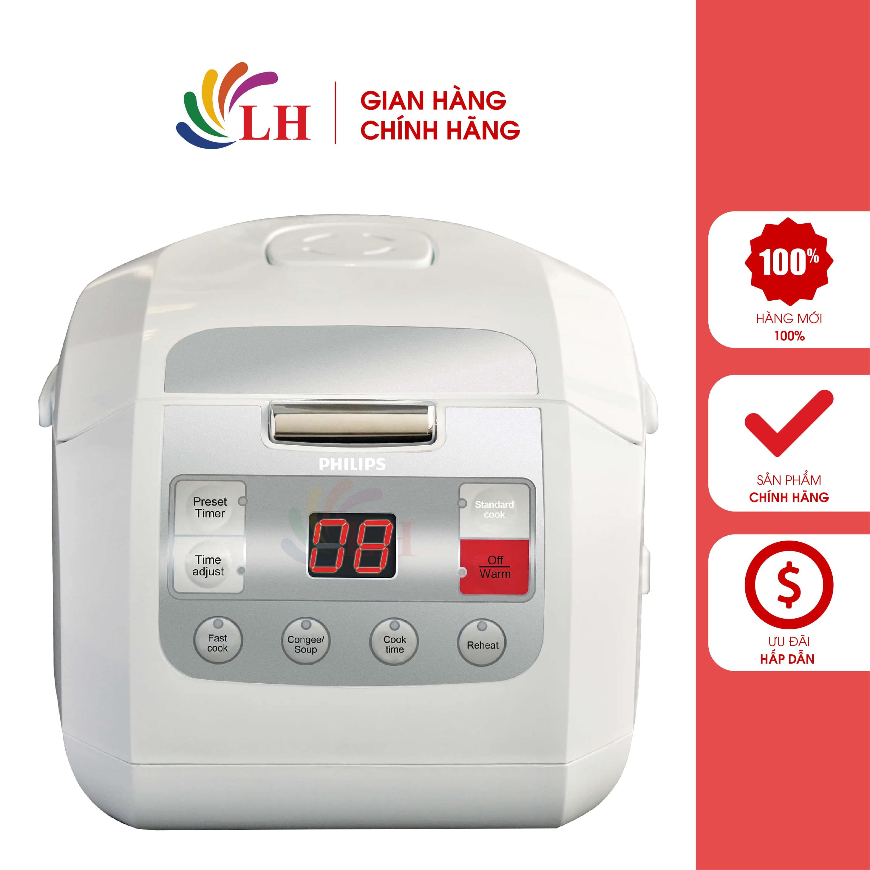 Nồi cơm điện tử Philips 1 lít HD3030/00 - Hàng chính hãng - Kết hợp công nghệ nấu 3D và Fuzzy cho cơm chín đều, chế độ hẹn giờ