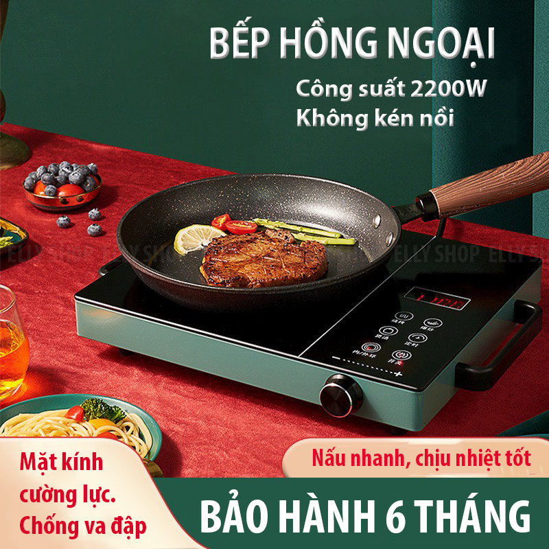 Bếp Hồng Ngoại Cảm Ứng Cao Cấp - Bếp Điện Kính Cường Lực KHÔNG KÉN NỒI Công Suất 2200W Vt168
