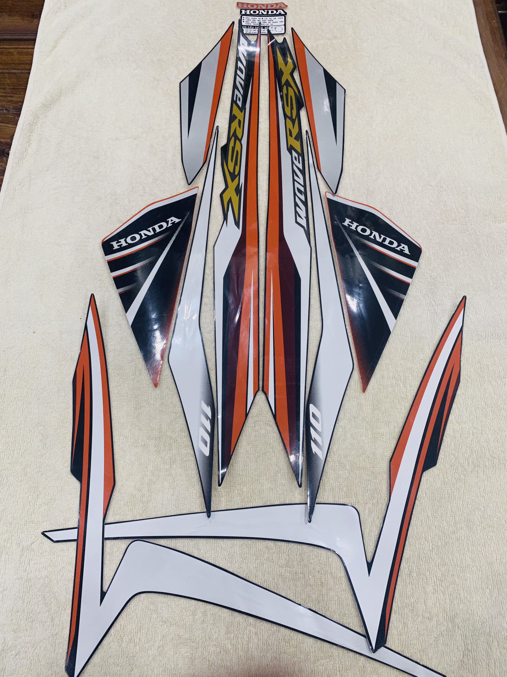 Bộ tem decal dán xe máy honda wave rsx 110 đời 2014 màu cam zin thái siêu đẹp