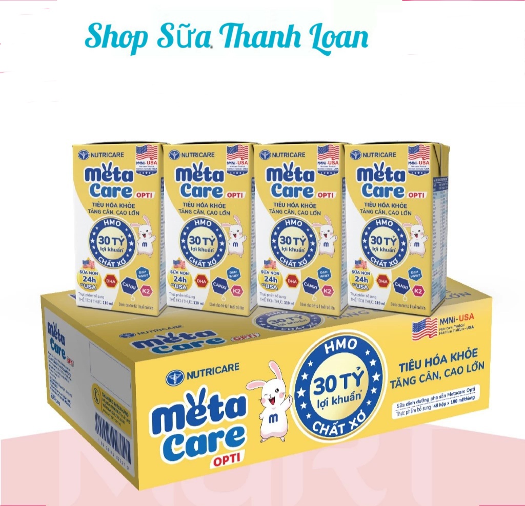 Thùng 48 hộp sữa nước nutricare metacare opti 110ml phát triển não bộ.