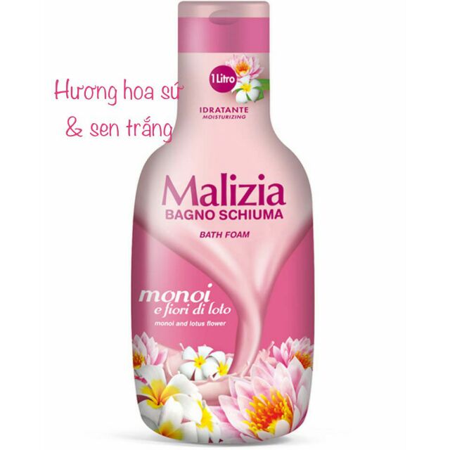 Sữa tắm dưỡng ẩm malizia hoa sứ và sen trắng 1000ml