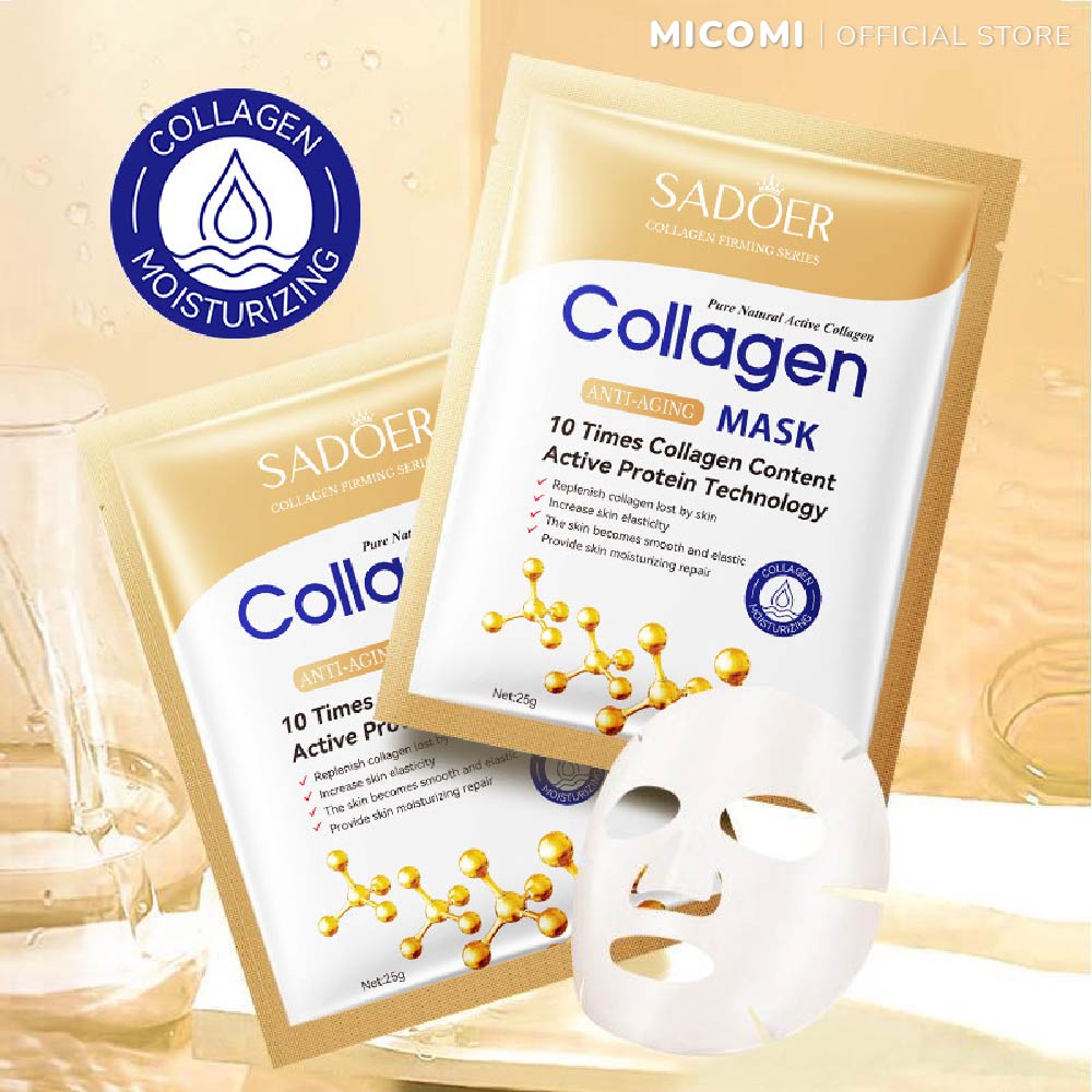 COMBO 10 Mặt Nạ Giấy Collagen Dưỡng Da Căng Bóng Mềm Mịn Cấp Ẩm Trẻ Hóa Trắng Da Mask Giấy Đắp Mặt Vitamin MICOMI Cosmetics